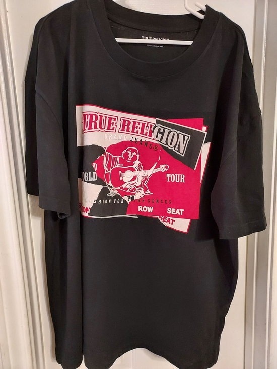 True Religion Other - True Religion Men’s Black Graphic Logo T-Shirt - Red/White Print